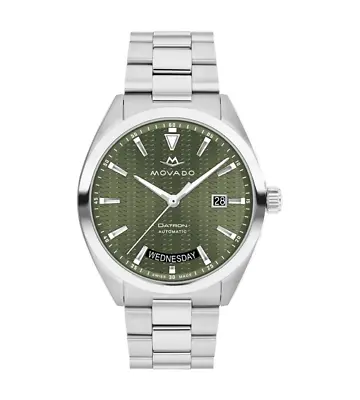 New Movado Heritage Datron Automatic Day Date 41mm Green Textured Dial 3650178 • $1195