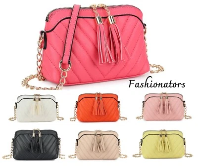 £13.99 • Buy New Womens Quilted Chain Strap Tassel Bag Wedding Shoulder Crossbody Handbag UK