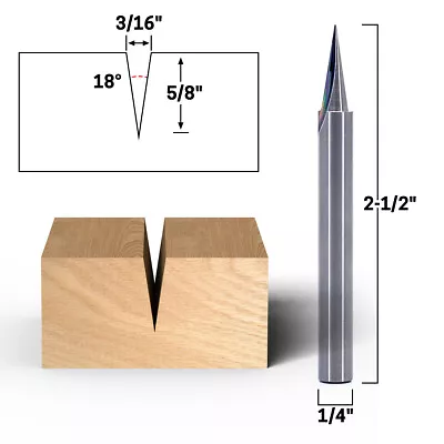 18° Zero Point V Groove Engraving Carbide Router Bit 1/4  Shank - Yonico 14104q • $23.95