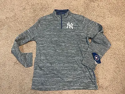 Majestic New York Yankees 1/4 Zip Gray Black Fleece Sweatshirt Multiple Sizes • $47.95