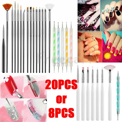 8-20PCS Nail Art Pen Design Dotting Painting Drawing Polish Brush Tool UV Gel • $4.33