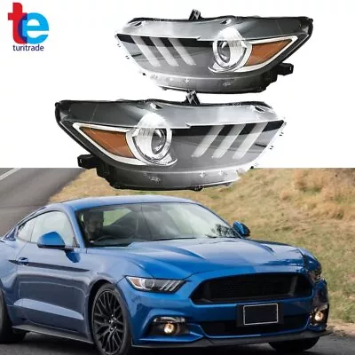 HID/Xenon Type For 2015-2017 Ford Mustang LED Tube Projector Headlights Pair Set • $173.59