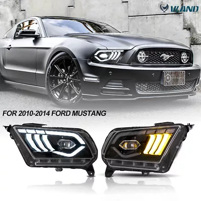 LED DRL Headlights W/ Sequential Turn Signal For 2010-2014 Ford Mustang Headlamp • $413.99