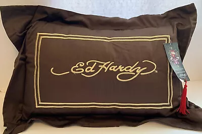 Ed Hardy Eagle Gold On Brown Decorative Pillow 12x18 Christian Audigier NEW • $19.95