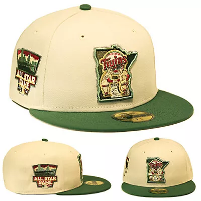 New Era Minnesota Twins Cooperstown Cream Fitted Hat MLB 2014 ASG Side Patch Cap • $48.95