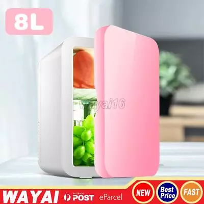 8L Portable Small Mini Fridge For Bedroom Makeup Mini Travel Cooler In Pink • $53.19