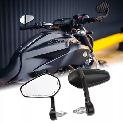 7/8  Motorcycle Bar End Mirrors Black Rear View For Yamaha MT-07 MT-09 MT03 MT10 • $45