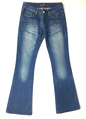 7 For All Mankind Jeans Bootcut Flare Size 27 10 12 Low Rise Medium Wash Denim • $35