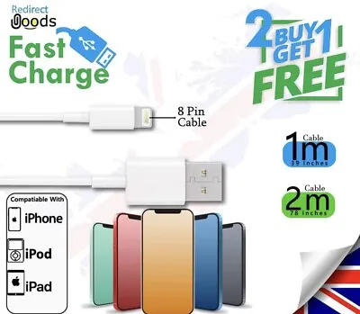 £2.99 • Buy Fast Charger Sync USB Cable For Apple IPhone 6 7 8 X XS XR 11 12 13 14 Pro IPad