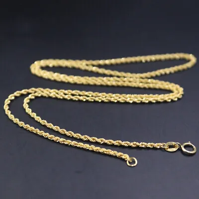 Pure 18k Yellow Gold Chain Used For Women 1.8mm Rope Necklace Jewelry 20inchL • $439.67
