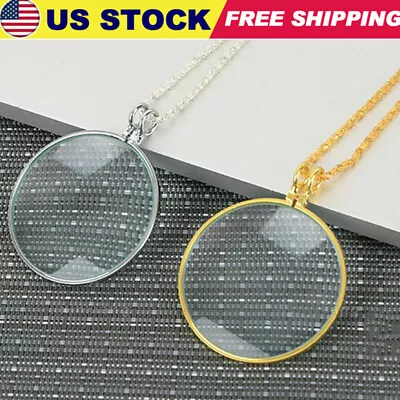 5x Magnifier Jewelry Lens Pendant Loupe Chain Monocle Necklace Magnifying Glass • $7.79