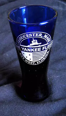 VINTAGE YANKEE FLEET GLOUCESTER & KEY WEST Blue Glass Shot Glass • $7