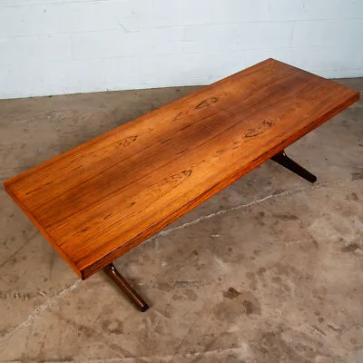 Mid Century Danish Modern Coffee Table Brazilian Rosewood Surfboard Sled Mcm • $1298.98