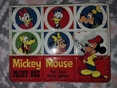 Vintage Mickey Mouse Paint Box Tin Made In England Disney Page London • $35