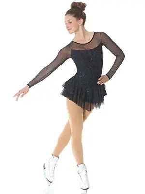 Mondor 636 Ladies Medium Black Glitter Figure Skating Dress • $59.99