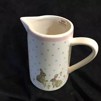 Milly Green Creamer Pitcher Rabbits Bunny British Design Green Dots Daffodils • $18.99