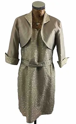 LINEA RAFFAELLI OUTFIT 14 CREAM Silk Blazer Jacket Short Dress Midi Mother Bride • £89.98