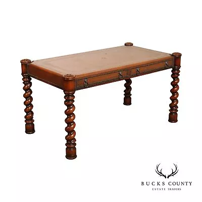 Theodore Alexander Leather Top Barley Twist Writing Desk • $1495