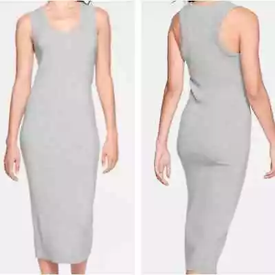 Athleta “River” Rib Merino Wool Sleeveless Midi Dress Size XS Heather Grey • $36