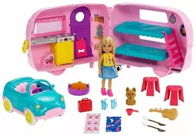 Barbie Club Chelsea Camper With A Car 2-in-1 Rolling Camper 10+ Accessories  • $76.64