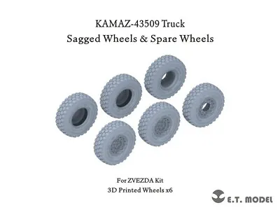 ET 1/35 KAMAZ-43509 Truck Sagged Wheels & Spare Wheels For Zvezda Kit • $58.95