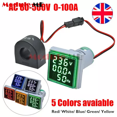 AC 60-500V 0-100A 22mm 3-in-1 Voltmeter Ammeter Digital Volt AMP Frequency Meter • £4.49