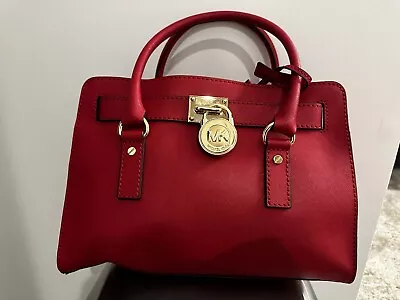 Michael Kors Hamilton Claret Saffiano Leather Satchel Women’s Bag Burgundy Red • $125