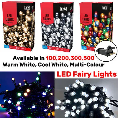 £21.99 • Buy 100-500 LED String Fairy Lights Mains Plug In Outdoor Christmas Tree Home Decor