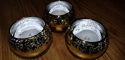 Volens Round Gold Votive Candle Holders  & Homemory Realistic And Bright Flicker • $50