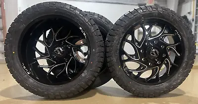 6 22  8x200 Fuel Runner D741 Dually Wheels 33 AT Tires Ford Super Duty F350 F450 • $4749.05