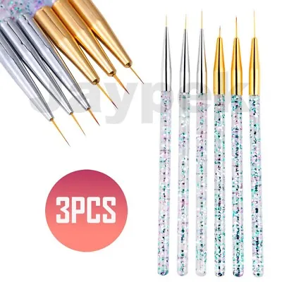 3pcs Nail Art Brush Pen Line Drawing Painting Liner Thin Brushes 7/9/11mm • £2.99