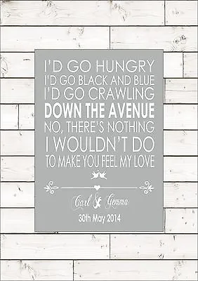 ADELE - MAKE YOU FEEL MY LOVE Lyrics Word Anniversary Song Personalised Canvas  • £6.55