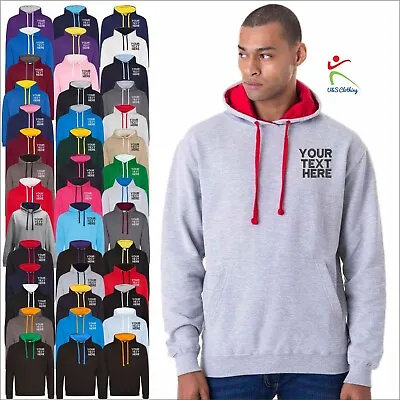 Personalised Custom Embroidered AWDis Varsity Hoodie Pullover Hooded Jumper TOP • £20.79