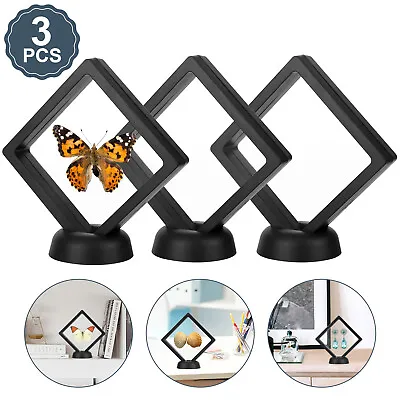 3X 3D Floating Coin Display Stand Frame Box Jewelry Challenge Medal Holder Case • $9.48