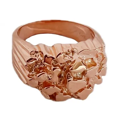 14K Rose Gold Plated Solid 925 Sterling Silver Nugget Ring Brutalist Pinky 6-12 • $42.95