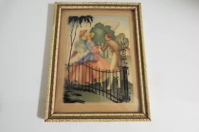 Courting Couple Reverse Silhouette Convex Glass Litho Morris Bendien  • $20