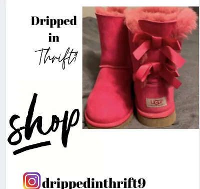 Fucshia Bailey Bow Ugg Boots • $35