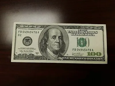 Series 2003 A ~ US One Hundred Dollar Bill $100 ~ New York - FB 04945478 A • $130