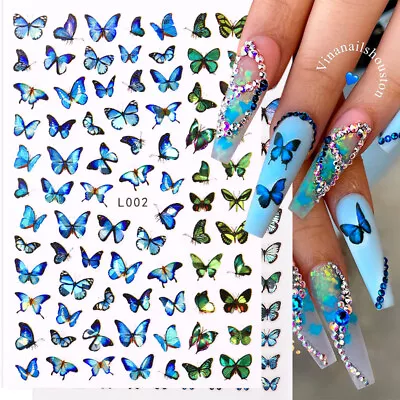 3D Nail Stickers Holographics Butterfly Transfer Nail Art Decals Tips Decoration • $1.69