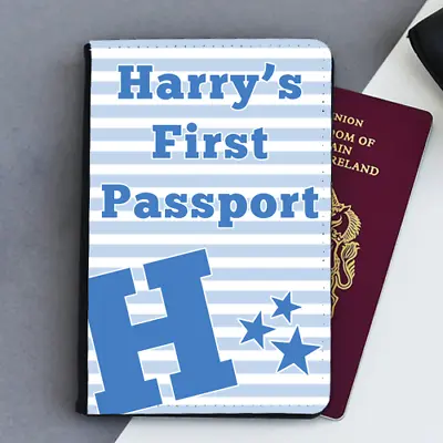 Personalised Custom Blue Boys Baby's First Kids Children's Passport Holder Cover • £9.99
