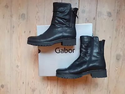 Gabor Zola Black Leather Boots Size 7 Uk • £6