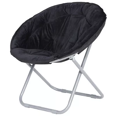 Folding Saucer Chair Faux Fur Lounge Chair Pro Soft Moon Chair For Bedroom Black • $38.58