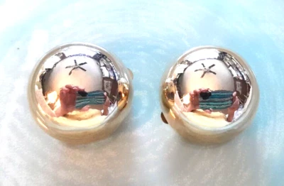 $36 • Buy Vintage BEN-AMUN Large & In-Charge Gold Plated Round Globe Clip On Earrings