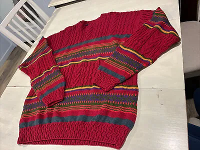 Tommy Hilfiger Adult L Sweater Pullover Handknitted  Vintage Multicolor • $28.50