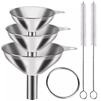 6Pcs Metal Stainless Steel Funnel Large Small Funnel Set Of 3 Food Grade Mini  • $10.93
