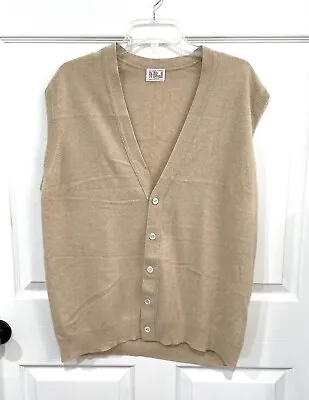 Vintage N. Peal Men's Sweater Vest  Sz 46 XL  100% Cashmere Scotland Tan Button • $50.99