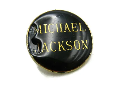 Michael Jackson Lettering Pin Black Background Gold Tone Lettering • $17.99