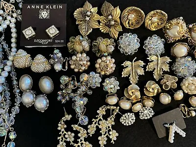 Lot Of Vtg Gold Tone Pearl Earrings Necklaces Anne Klein  Coventry  Haskell • $110