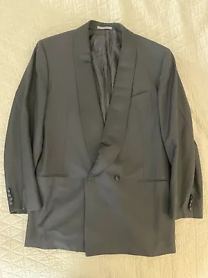 Salvatore Ferragamo Made In Italy Vintage Satin Shawl Lapel Tuxedo Jacket 46 L • $195