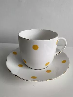 Salisbury Yellow Spotted Tea Cup & Saucer Bone China Afternoon Tea Party Vintage • £6